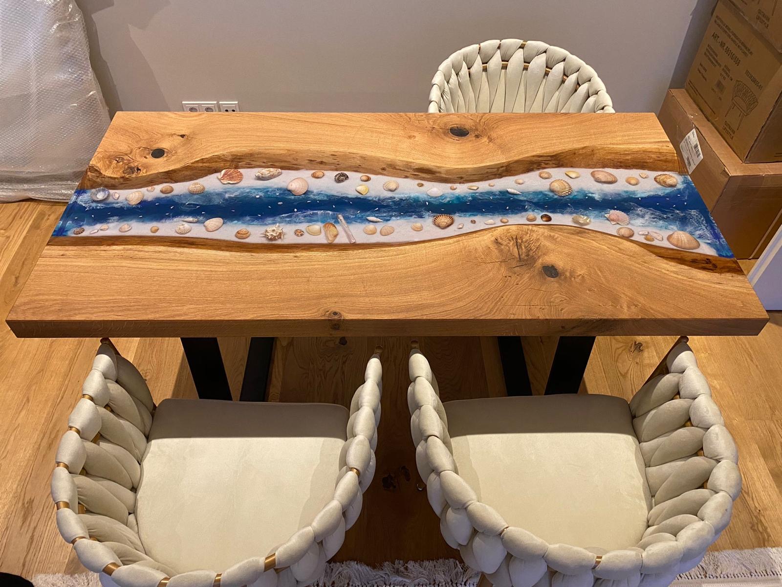 Rivertable - Holztisch mit Epoxidharz Epoxidharztisch mit Fluss-Optik